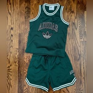 Adidas Green and White Athletic Apparel